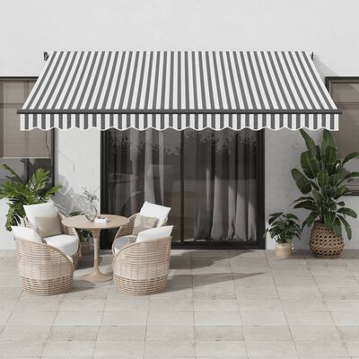 vidaXL Toldo retrátil automático com LEDs 400x350 cm antracite/branco