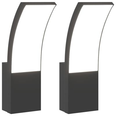 vidaXL Candeeiros parede LED p/ exterior 2 pcs alumínio fundido preto