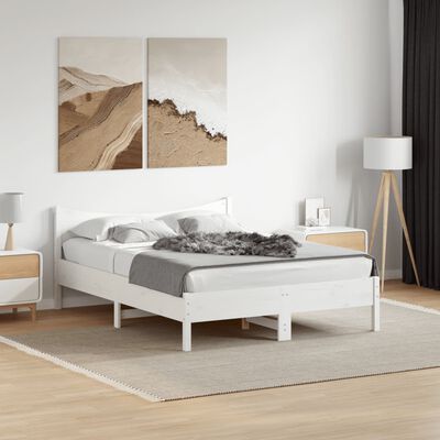 vidaXL Cama sem colchão 140x200 cm madeira de pinho maciça branco