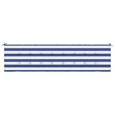 vidaXL Almofadão p/ banco jardim 200x50x3 cm tecido riscas azul/branco