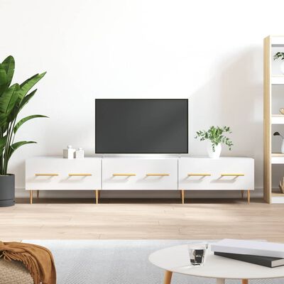 vidaXL Móvel de TV 150x36x30 cm derivados de madeira branco brilhante