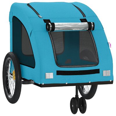 vidaXL Reboque bicicleta p/ animais tecido oxford/ferro azul