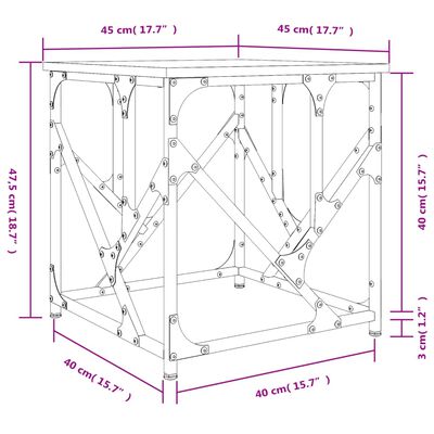 vidaXL Mesa de centro 45x45x47,5 derivados madeira carvalho fumado