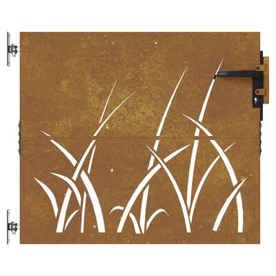 vidaXL Portão de jardim 85x75 cm aço corten design erva