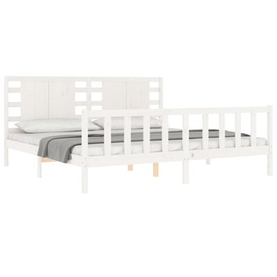 vidaXL Estrutura de cama com cabeceira 200x200cm madeira maciça branco