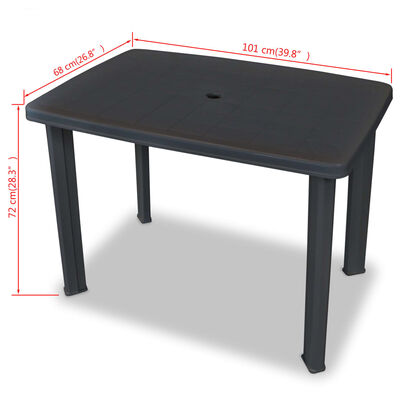 vidaXL Mesa de jardim 101x68x72 cm plástico antracite