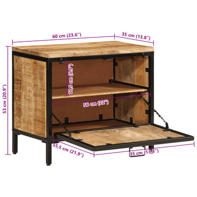 vidaXL Sapateira 60x35x53 cm madeira de mangueira áspera maciça