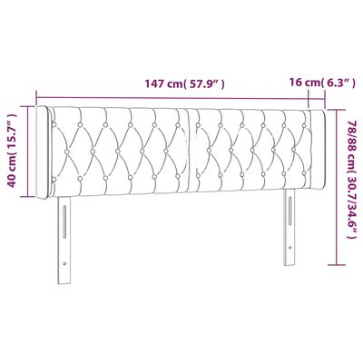 vidaXL Cabeceira de cama c/ abas veludo 147x16x78/88cm cinzento-escuro