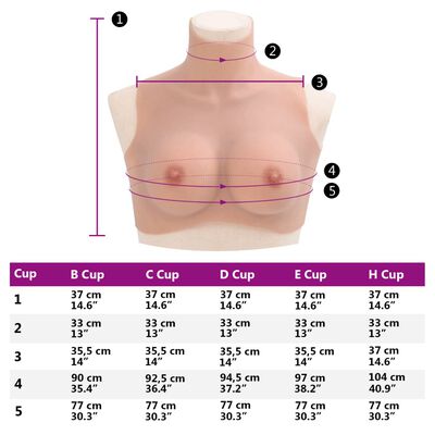 vidaXL Peitoral de silicone natural copa C