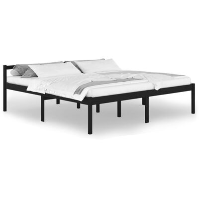 vidaXL Cama para idosos 200x200 cm pinho maciço preto