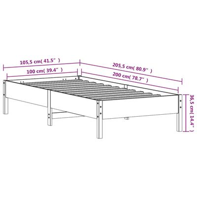 vidaXL Cama sem colchão 100x200 cm pinho maciço castanho-mel