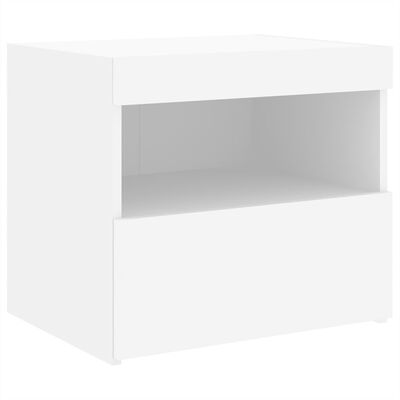 vidaXL Mesas de cabeceira c/ luzes LED 2 pcs 50x40x45 cm branco