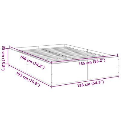 vidaXL Estrutura de cama 135x190cm derivados madeira carvalho castanho