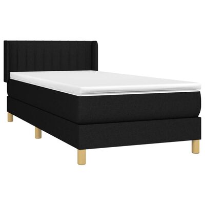 vidaXL Cama com molas/colchão 90x190 cm tecido preto