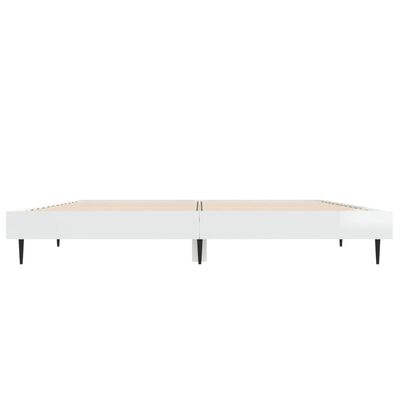 vidaXL Estrutura de cama 135x190 cm derivados madeira branco brilhante