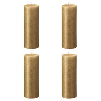 Bolsius Velas rústicas cilíndricas Shimmer 4 pcs 190x68 mm dourado