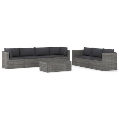 vidaXL 8 pcs conjunto lounge de jardim c/ almofadões vime PE cinzento