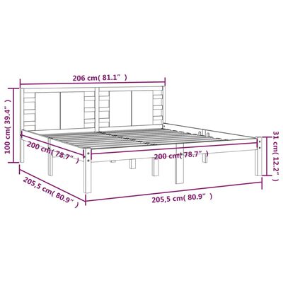 vidaXL Estrutura de cama 200x200 cm pinho maciço branco