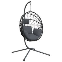 vidaXL Cadeira forma de ovo suspensa c/ suporte vime/aço antracite