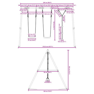 vidaXL Conjunto de baloiço p/ exterior com baloiços e corda de discos