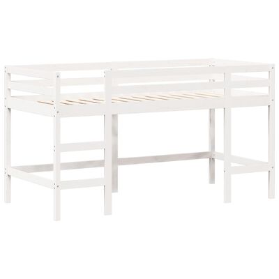 vidaXL Cama alta c/ escada e telhado 80x200 cm pinho maciço branco