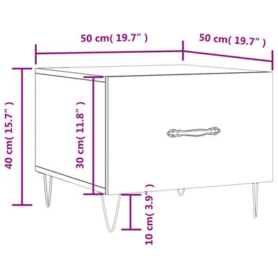 vidaXL Mesa de centro 50x50x40 cm madeira processada branco brilhante