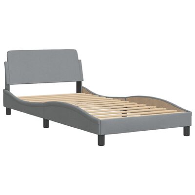 vidaXL Estrutura de cama c/ cabeceira 100x200 cm tecido cinza-claro