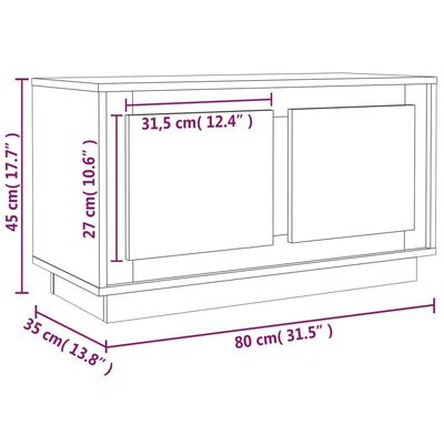 vidaXL Móvel de TV 80x35x45 cm derivados de madeira cinzento sonoma