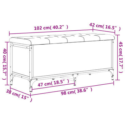 vidaXL Banco arrumação 102x42x45 cm derivados madeira carvalho sonoma