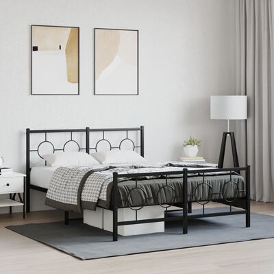 vidaXL Estrutura de cama com cabeceira e pés 140x200 cm metal preto