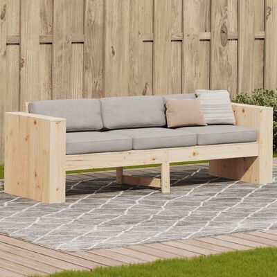 vidaXL Sofá de 3 lugares para jardim 189x60x62 cm pinho maciço