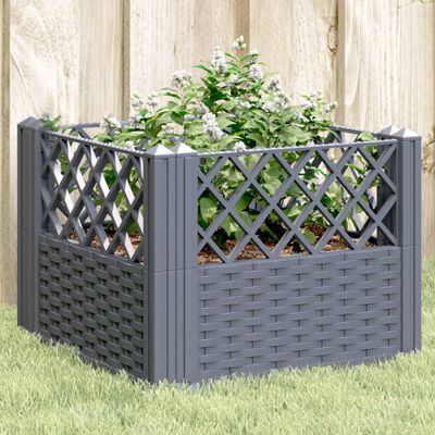 vidaXL Vaso/floreira de jardim c/ estacas 43,5x43,5x43,5cm PP cinzento