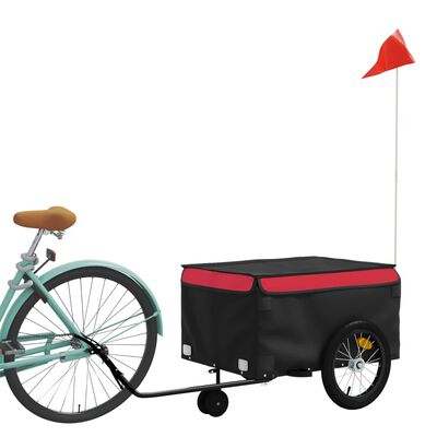 vidaXL Reboque para bicicleta 45 kg ferro preto e vermelho