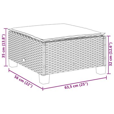 vidaXL 8 pcs conjunto sofás de jardim c/ almofadões vime PE cinzento