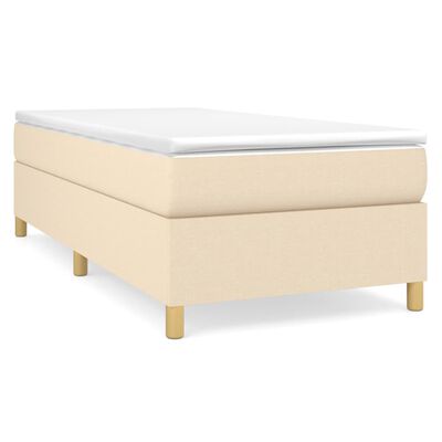 vidaXL Cama com molas/colchão 90x190 cm tecido cor creme