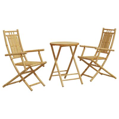 vidaXL 3 pcs conjunto de bistrô em bambu