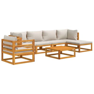 vidaXL 7pcs conjunto lounge de jardim madeira c/almofadões cinza-claro