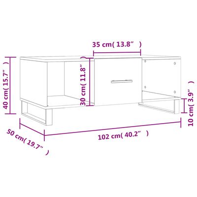 vidaXL Mesa de centro 102x50x40 cm madeira processada branco