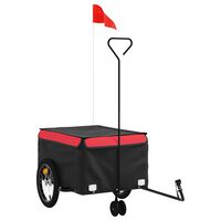 vidaXL Reboque para bicicleta 45 kg ferro preto e vermelho