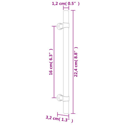 vidaXL Puxadores para móveis 20 pcs 160 mm aço inoxidável preto