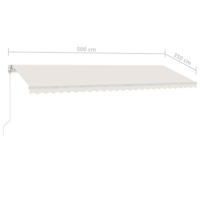 vidaXL Toldo retrátil manual com LED 500x350 cm cor creme