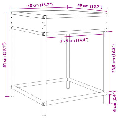 vidaXL Mesa de cabeceira c/ LED Infinity 40x40x51 cm cinzento sonoma