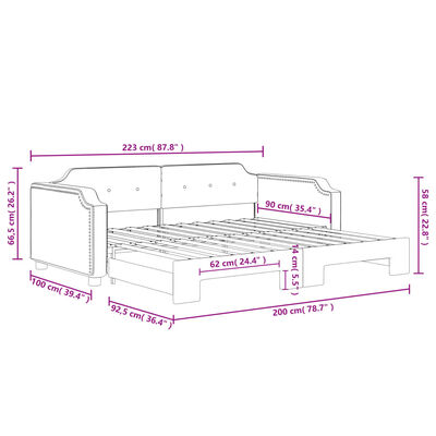 vidaXL Sofá-cama com gavetão 90x200 cm tecido preto