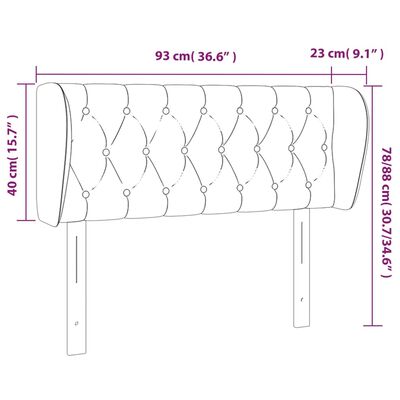 vidaXL Cabeceira de cama c/ abas tecido 93x23x78/88 cm cinzento-claro