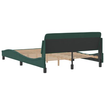 vidaXL Estrutura de cama c/ cabeceira 140x200 cm veludo verde-escuro