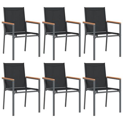 vidaXL Cadeiras de jardim 6 pcs 55x61,5x90 textilene e aço preto