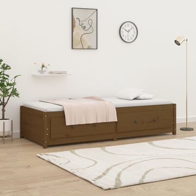 vidaXL Sofá-cama 90x200 cm madeira de pinho maciça castanho mel