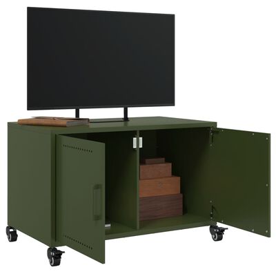 vidaXL Móvel de TV 68x39x43,5 cm aço verde azeitona