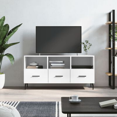 vidaXL Móvel para TV 102x36x50 cm derivados madeira branco brilhante