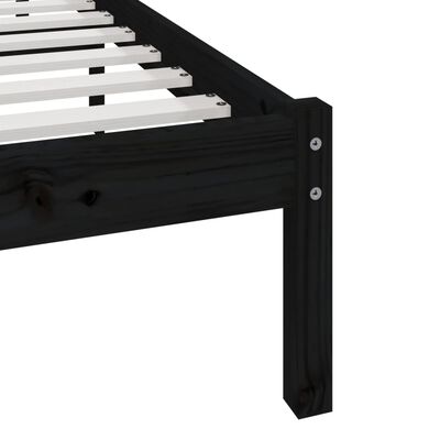 vidaXL Estrutura de cama de solteiro 90x190 cm pinho maciço preto